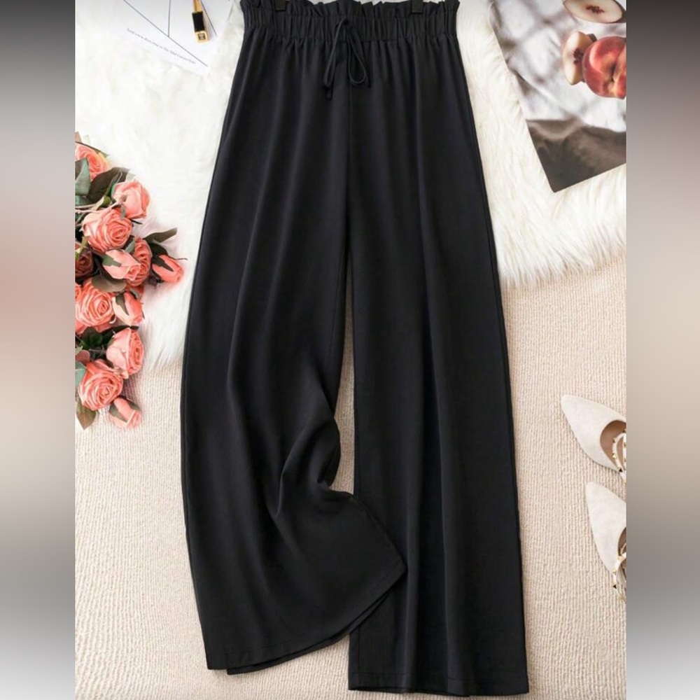 SHEIN Curve Black Wide Leg Dress Pants